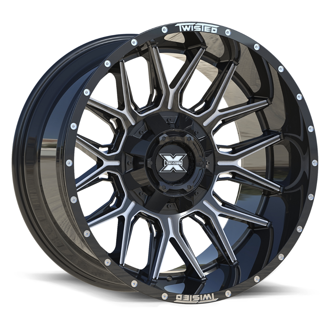 TW1 22x10 8x165.1/8x180 -18 Gloss Black Milled