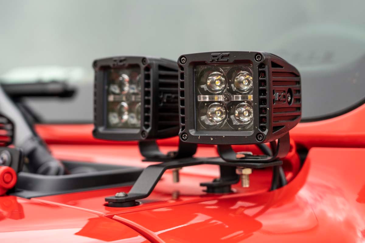 LED Light Kit | Quad | Cowl Mount | 2" Black | Amber DRL | Jeep Gladiator JT/Wrangler JL (18-26)
