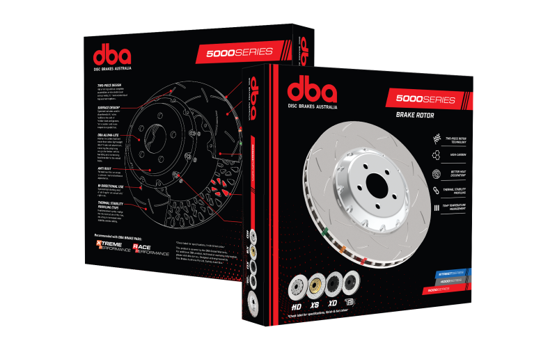 DBA 03-05 Evo 8/9 Front Slotted 5000 Series 2 Piece Rotor Assembled w/ Black Hat