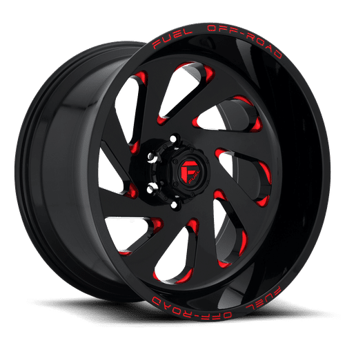 Fuel GLOSS BLACK RED TINTED CLEAR D638 VORTEX 22x12 6x135 Wheels