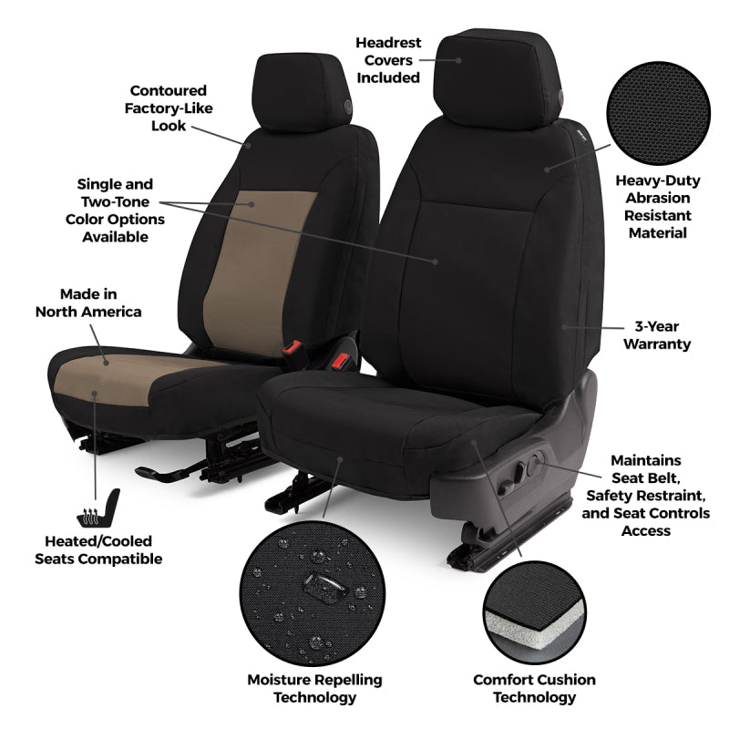 Covercraft 19-24 Dodge Ram 2500 Endura PrecisionFit Custom Front Row Seat Covers - Charcoal/Silver