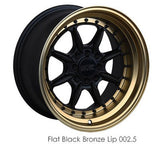 XXR 002.5 Flat Black / Bronze Lip 16x8 4x100/4x114.3 et0 cb73.1