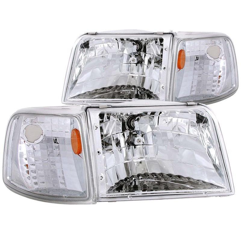 ANZO 1993-1997 Ford Ranger Crystal Headlights Chrome w/ Corner Lights 2pc | Too Fast Autoparts | Order Online | Canada & USA Shipping