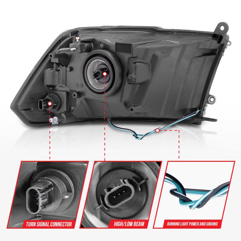 ANZO 2009-2018 Dodge Ram 1500 Crystal Headlights w/ Light Bar Black Housing | Too Fast Autoparts | Order Online | Canada & USA Shipping