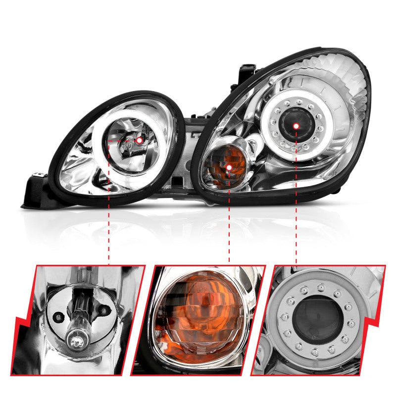 ANZO 1998-2005 Lexus Gs300 Projector Headlights w/ Halo Chrome | Too Fast Autoparts | Order Online | Canada & USA Shipping
