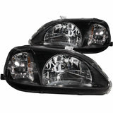 ANZO 1999-2000 Honda Civic Crystal Headlights Black | Too Fast Autoparts | Order Online | Canada & USA Shipping