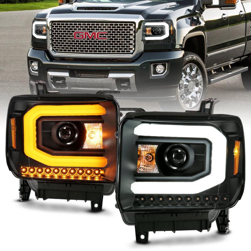 ANZO GMC SIERRA 1500 14-15 2500H/15-19 Projector Headlight Plank Style Black w/ Switchback (Halogen) | Too Fast Autoparts | Order Online | Canada & USA Shipping
