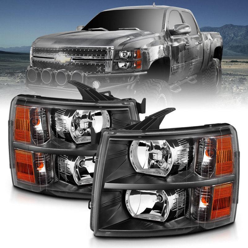 ANZO 2007-2013 Chevrolet Silverado Crystal Headlights Black | Too Fast Autoparts | Order Online | Canada & USA Shipping
