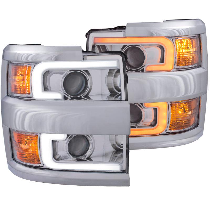 ANZO Projector Headlights 15-17 Chevrolet Silverado 2500HD / 3500HD Chrome w/ Chrome Rim | Too Fast Autoparts | Order Online | Canada & USA Shipping