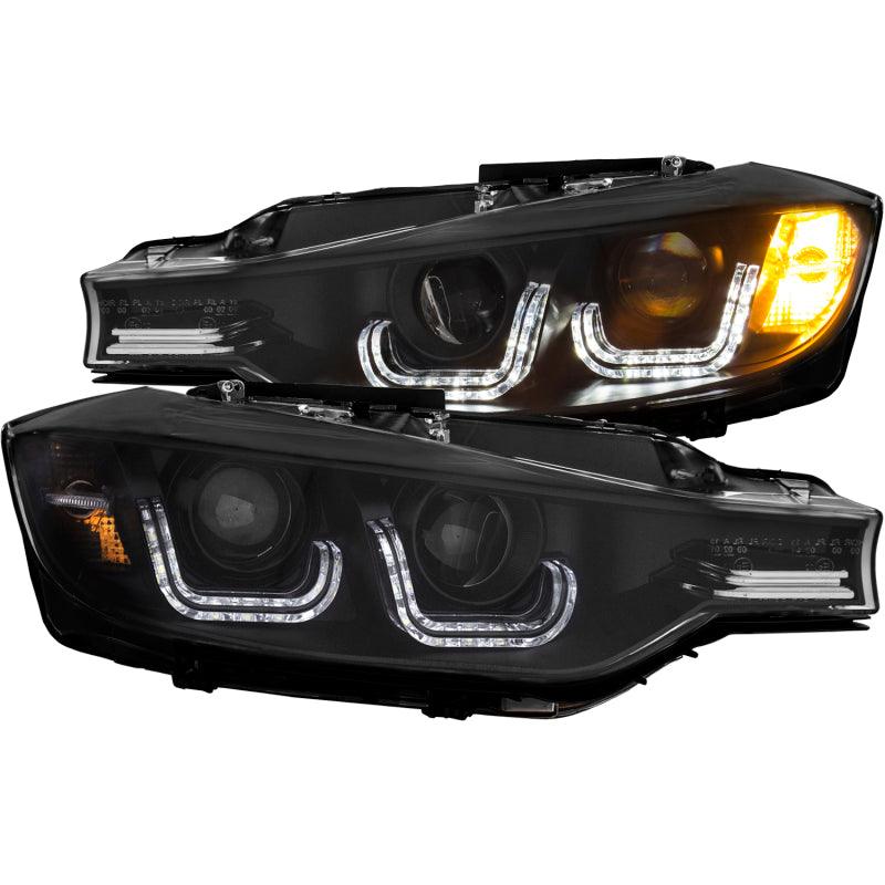 ANZO 2012-2015 BMW 3 Series Projector Headlights w/ U-Bar Black | Too Fast Autoparts | Order Online | Canada & USA Shipping