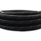 Vibrant -6 AN Two-Tone Black/Blue Nylon Braided Flex Hose (20 foot roll)