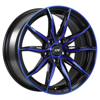 DAI Wheels FRANTIC Noir brillant - Face usinée - Face bleueDW1151511 | Taille: 15x6,5 | Modèle de boulon : 5x114,3 | Décalage : 38 | Alésage central : 67,1