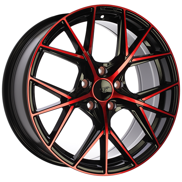 DAI Wheels A-Spec Gloss Black - Machined Face - Red FaceDW1241803 | Size: 18x8.0 | Bolt Pattern: 5x114.3 | Offset: 45 | Center Bore: 67.1