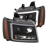 ANZO 07-14 Chevy Tahoe Projector Headlights w/ Plank Style Design Black w/ Amber | Too Fast Autoparts | Order Online