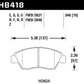 Hawk 02-06 RSX (non-S) Front / 03-09 Civic Hybrid / 04-05 Civic Si HPS Street Rear Brake Pads