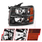 ANZO 2007-2013 Chevrolet Silverado Crystal Headlights Black | Too Fast Autoparts | Order Online | Canada & USA Shipping