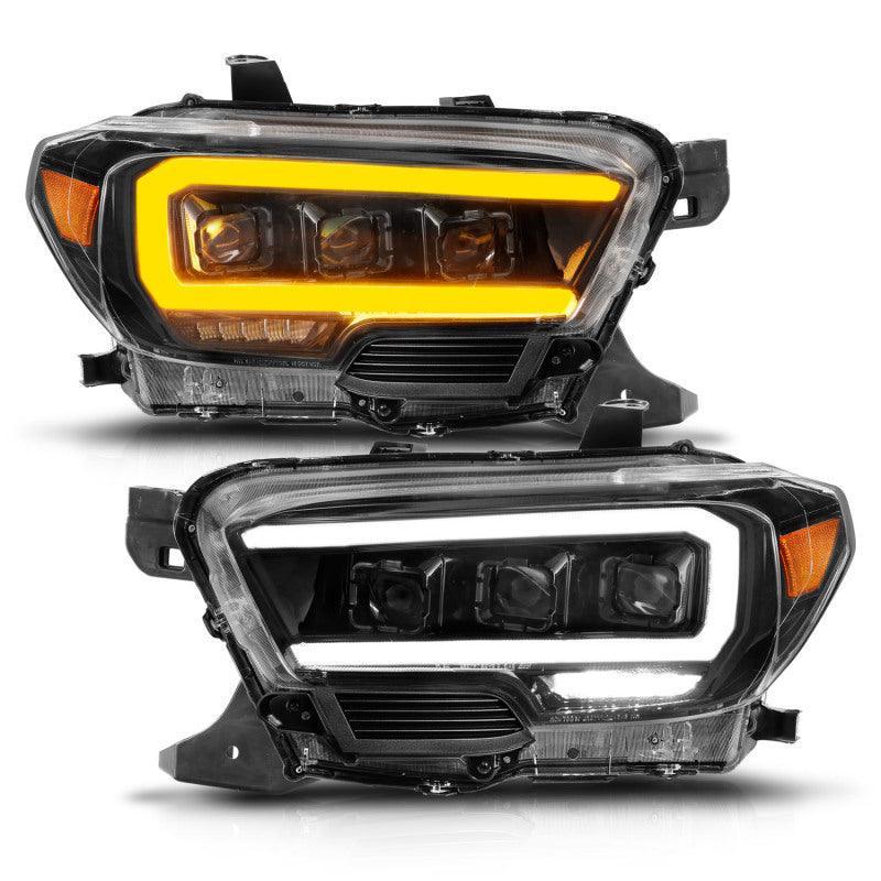 ANZO 16-22 Toyota Tacoma LED Projector Headlights w/ Light Bar Sequential Black Housing w/Initiation | Too Fast Autoparts | Order Online