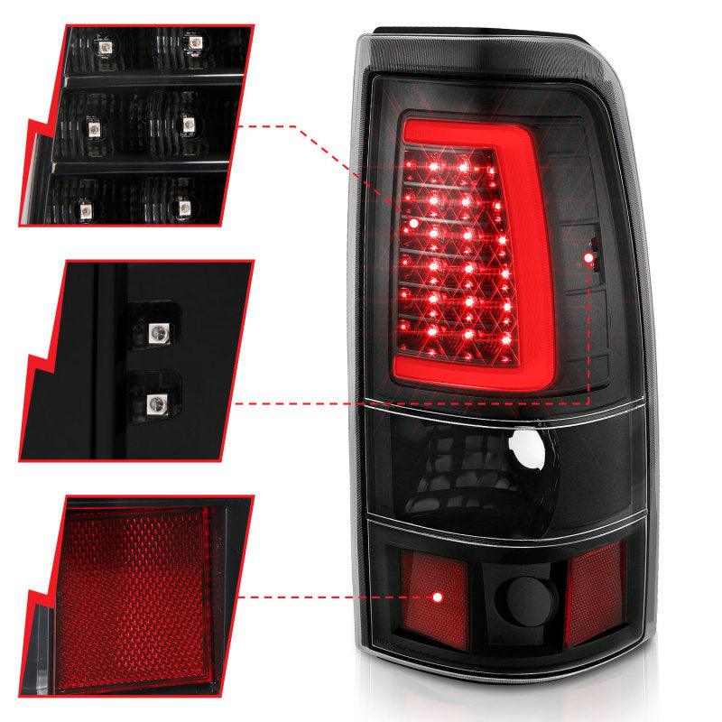 ANZO 1999-2002 Chevy Silverado 1500 LED Taillights Plank Style Black w/Clear Lens | Too Fast Autoparts | Order Online | Canada & USA Shipping