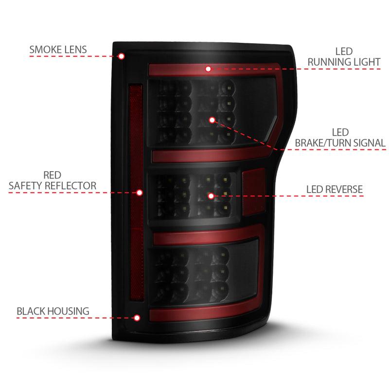 ANZO 18-19 Ford F-150 LED Taillight Black Housing Clear Lens Red Light Bar W/Sequential | Too Fast Autoparts | Order Online