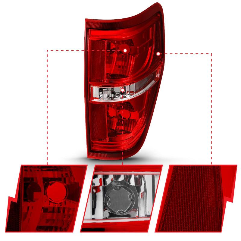 ANZO 2009-2014 Ford F-150 Euro Taillight Red/Clear (W/O Bulb) | Too Fast Autoparts | Order Online | Canada & USA Shipping