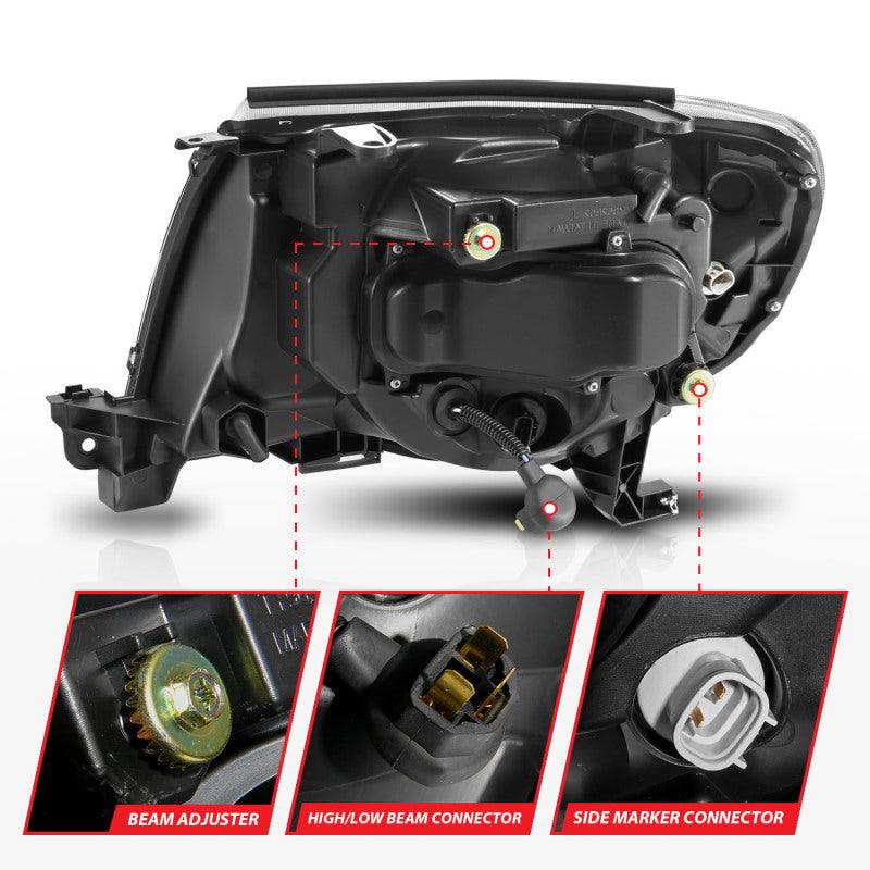 ANZO 05-11 Toyota Tacoma Projector Headlights w/Light Bar Switchback Black Housing | Too Fast Autoparts | Order Online