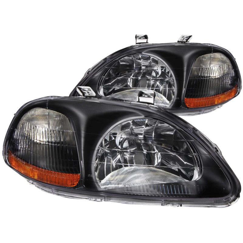 ANZO 1996-1998 Honda Civic Crystal Headlights Black | Too Fast Autoparts | Order Online | Canada & USA Shipping