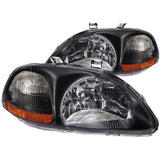 ANZO 1996-1998 Honda Civic Crystal Headlights Black | Too Fast Autoparts | Order Online | Canada & USA Shipping