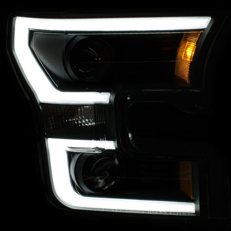ANZO 2015-2017 Ford F-150 Projector Headlights w/ Plank Style Switchback Black w/ Amber | Too Fast Autoparts | Order Online | Canada & USA Shipping