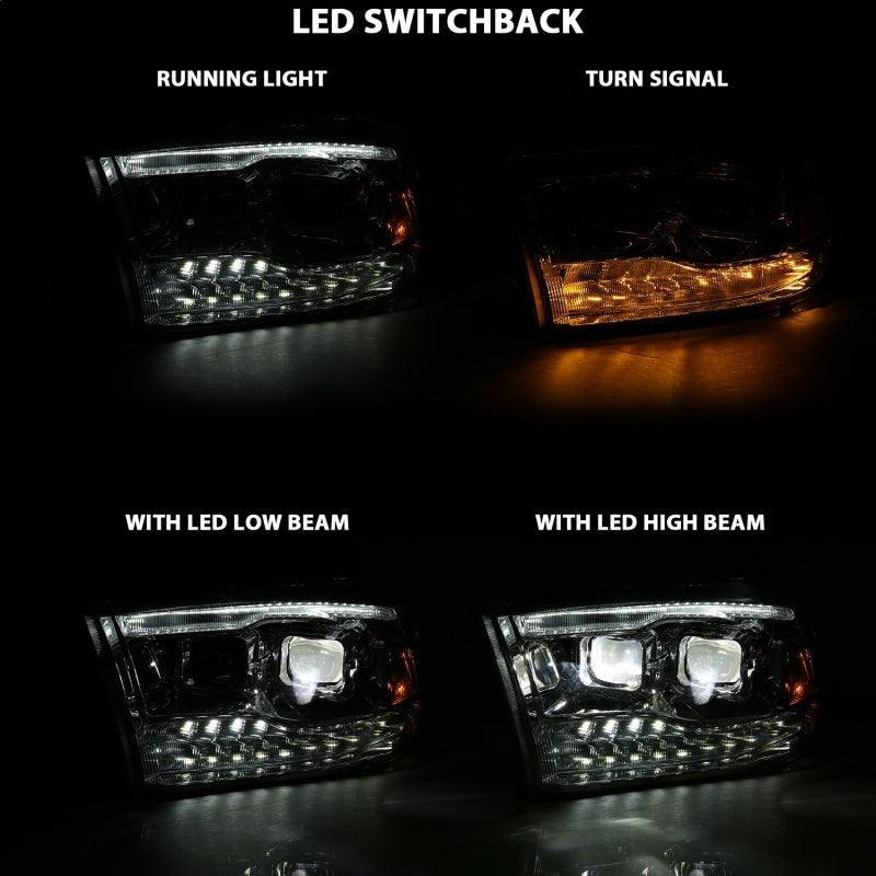 ANZO 2009-2018 Dodge Ram 1500 Led Projector Plank Style Switchback H.L Halo Chrome Amber (OE Style) | Too Fast Autoparts | Order Online | Canada & USA Shipping