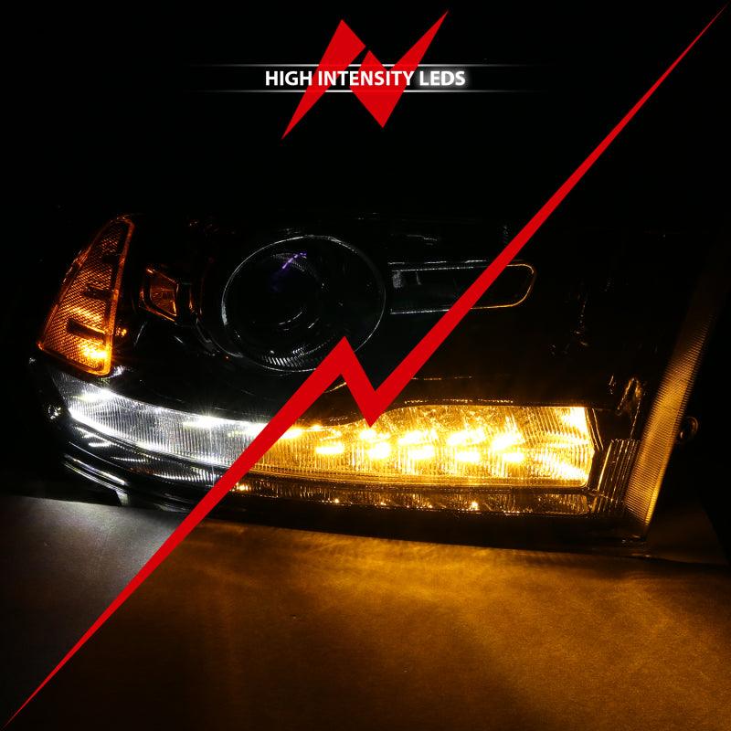 ANZO 2009-2018 Dodge Ram 1500 Projector Plank Style Switchback H.L Halo Black Amber (OE Style) | Too Fast Autoparts | Order Online | Canada & USA Shipping