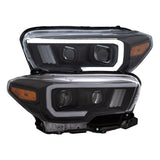 ANZO 2016-2017 Toyota Tacoma Projector Headlights w/ Plank Style Switchback Black w/ Amber w/ DRL | Too Fast Autoparts | Order Online | Canada & USA Shipping
