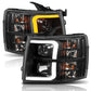 ANZO 07-13 Chevrolet Silverado 1500 Plank Style Projector Headlights Black w/ Amber | Too Fast Autoparts | Order Online