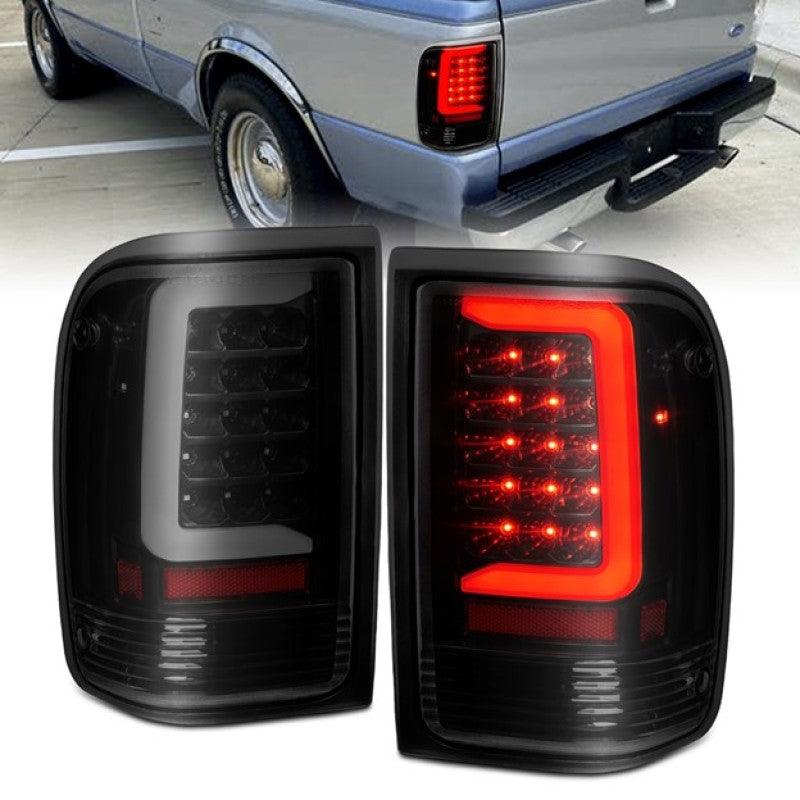 ANZO 1993-1997 Ford  Ranger LED Tail Lights w/ Light Bar Black Housing Clear Lens | Too Fast Autoparts | Order Online | Canada & USA Shipping