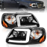 ANZO 1997-2003 Ford F-150 Projector Headlights w/ Light Bar Black Housing | Too Fast Autoparts | Order Online | Canada & USA Shipping