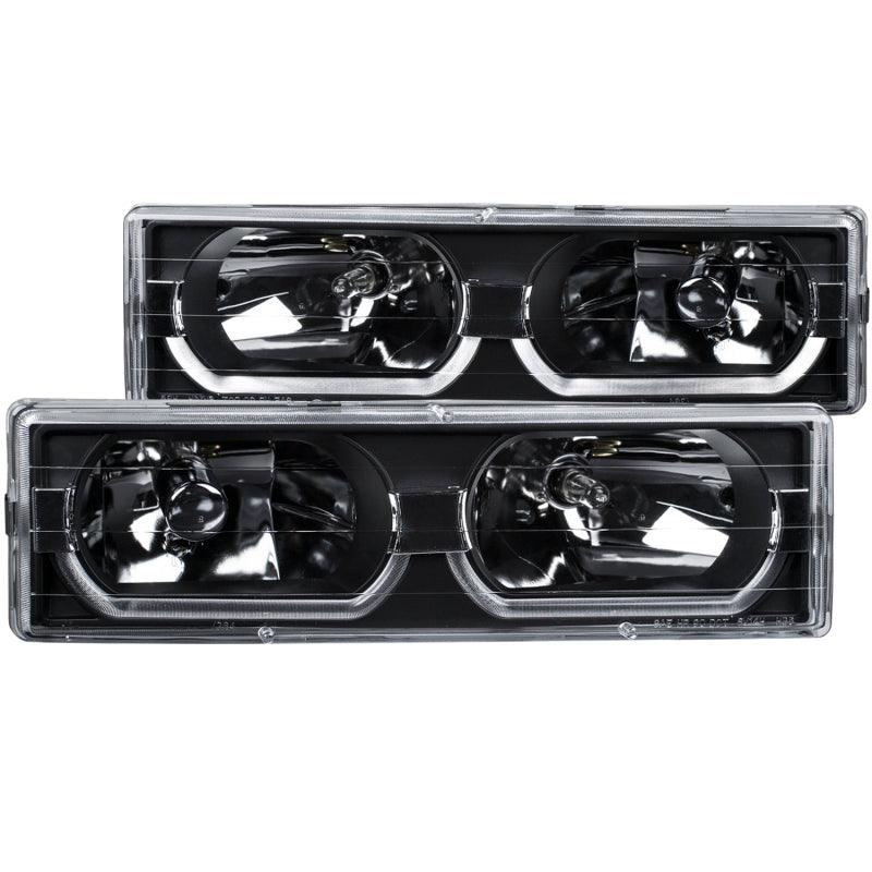 ANZO 1988-1998 Chevrolet C1500 Crystal Headlights Black w/ Low - Brow | Too Fast Autoparts | Order Online