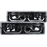 ANZO 1988-1998 Chevrolet C1500 Crystal Headlights Black w/ Low - Brow | Too Fast Autoparts | Order Online