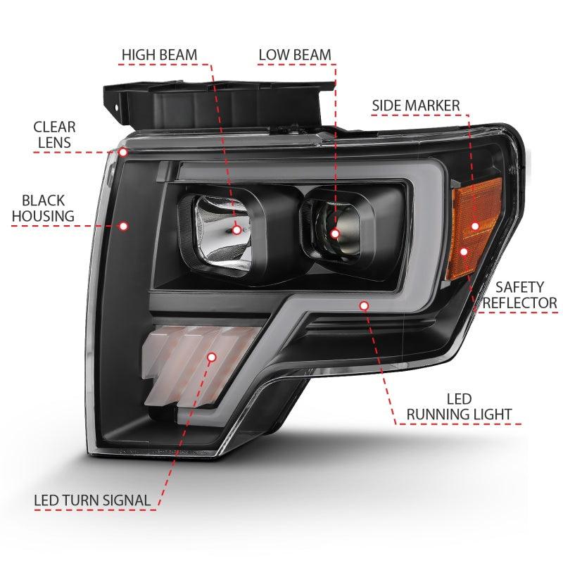ANZO 2009-2014 Ford F-150 Projector Light Bar G4 H.L. Black Amber | Too Fast Autoparts | Order Online | Canada & USA Shipping