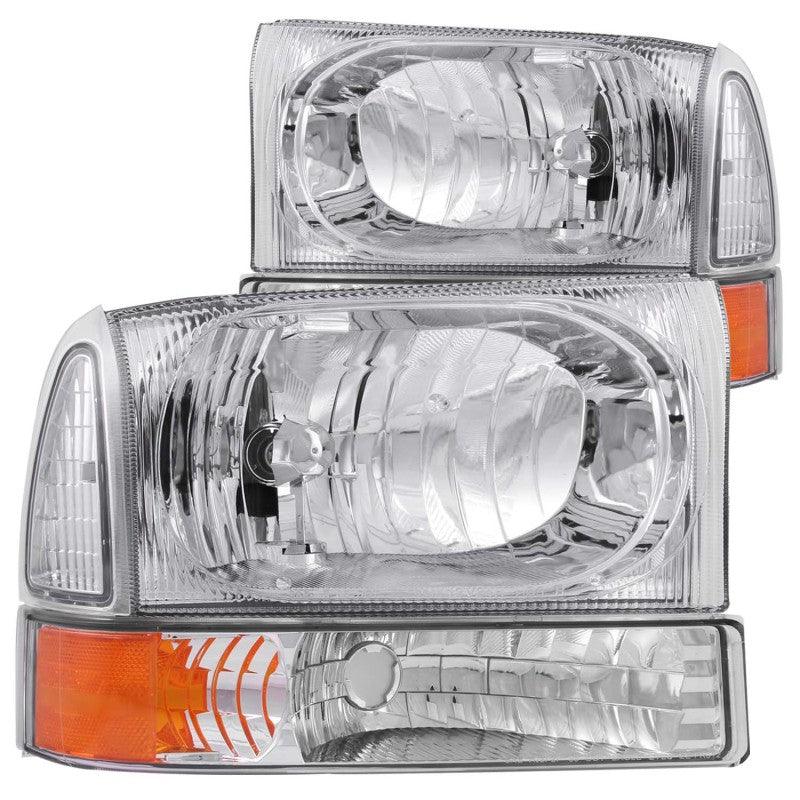 ANZO 2000-2004 Ford Excursion Crystal Headlights Chrome w/ Corner Lights 2pc | Too Fast Autoparts | Order Online | Canada & USA Shipping