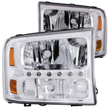 ANZO 2000-2004 Ford Excursion Crystal Headlights Chrome w/ LED 1pc | Too Fast Autoparts | Order Online | Canada & USA Shipping