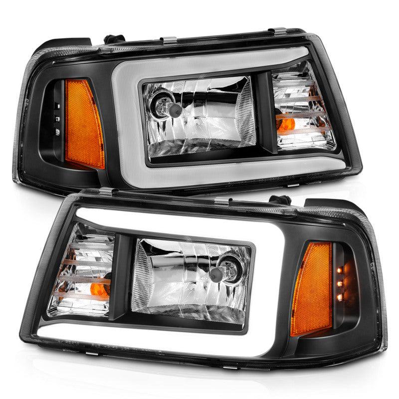 ANZO 2001-2011 Ford Ranger Crystal Headlights w/ Light Bar Black Housing | Too Fast Autoparts | Order Online | Canada & USA Shipping