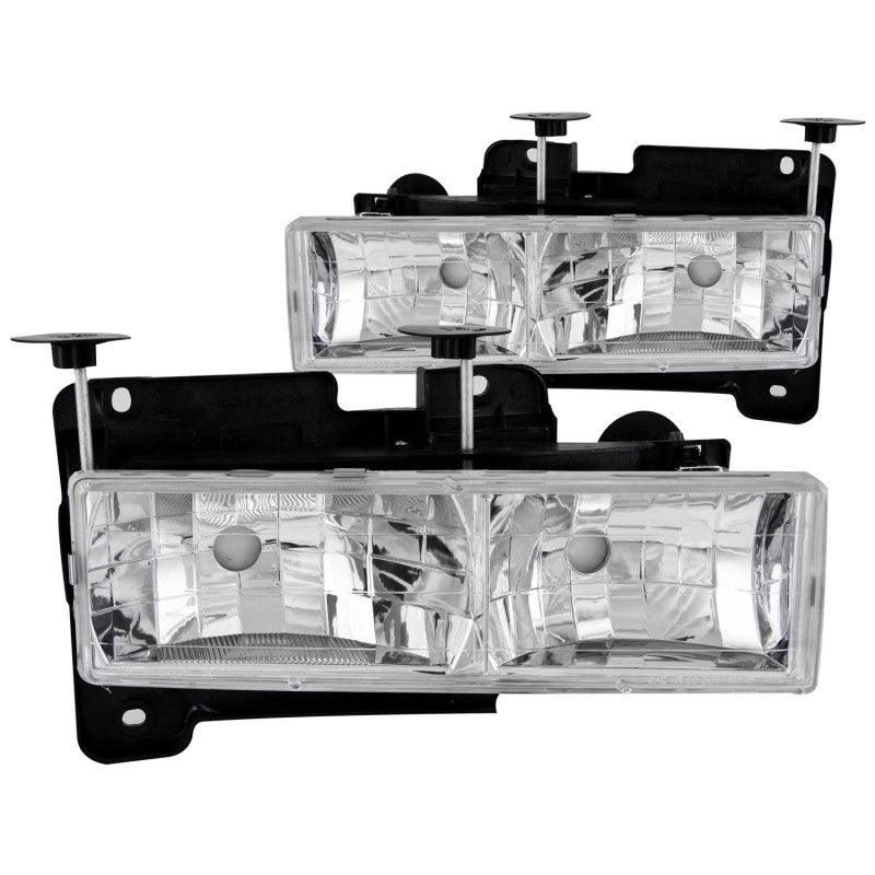 ANZO 1988-1998 Chevrolet C1500 Crystal Headlights Chrome w/o Bulbs | Too Fast Autoparts | Order Online