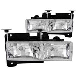 ANZO 1988-1998 Chevrolet C1500 Crystal Headlights Chrome w/o Bulbs | Too Fast Autoparts | Order Online