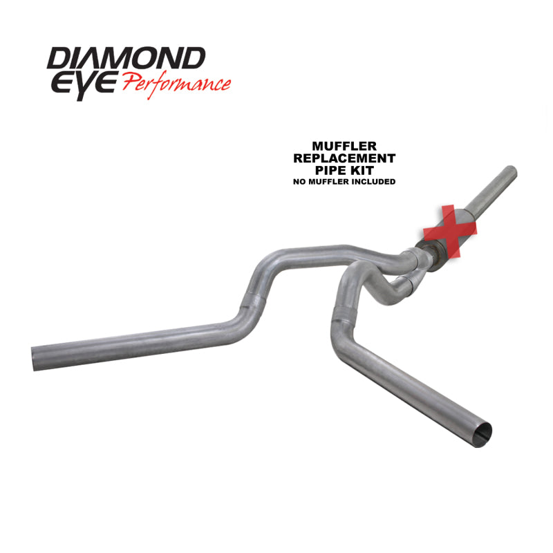 Diamond Eye KIT 4in Catback MFLR RPLCMENT PIPE DUAL AL: 2004.5-2007.5 DODGE CUMMINS 600