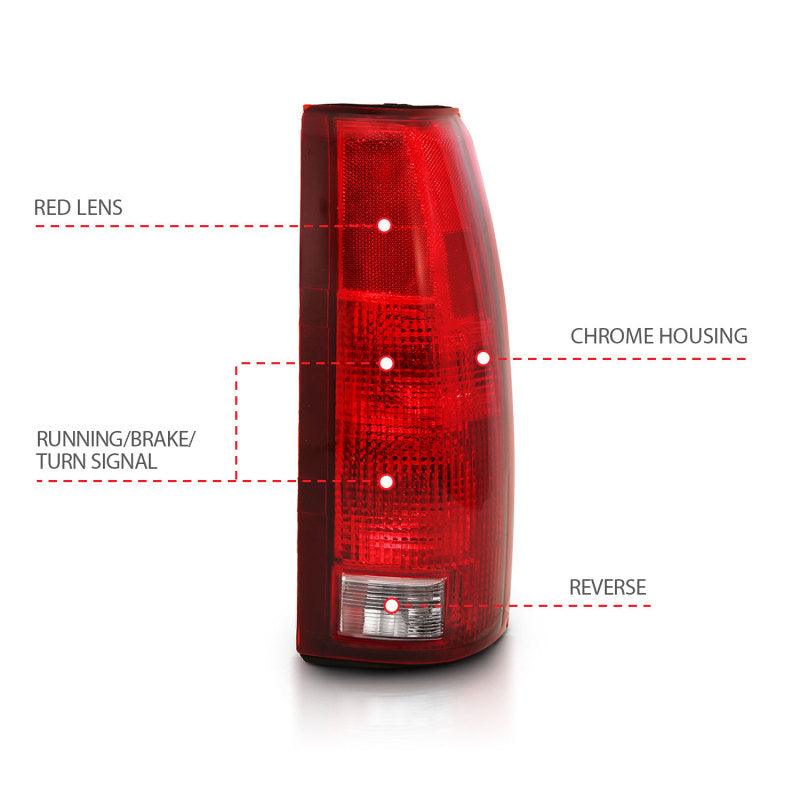 ANZO 1988-1999 Chevy C1500 Taillight Red/Clear Lens w/ Circuit Board(OE Replacement) | Too Fast Autoparts | Order Online