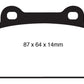 EBC 08-16 Mitsubishi Lancer Evo 10 2.0 Turbo (1 piece rotor) Bluestuff Rear Brake Pads