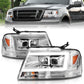 ANZO 2004-2008 Ford  F-150 Projector Headlights w/ Light Bar Chrome Housing | Too Fast Autoparts | Order Online | Canada & USA Shipping