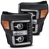 AlphaRex 11-16 Ford F-350 SD LUXX LED Proj Headlights Plank Style Black w/Activ Light/Seq Signal | Too Fast Autoparts | Order Online