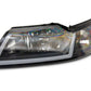 Raxiom 99-04 Ford Mustang Axial Series Headlights w/ Sequential LED Bar- Black Housing (Clear Lens)