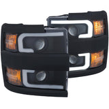 ANZO Projector Headlights 15-17 Chevrolet Silverado 2500HD / 3500HD Black w/ Black Rim | Too Fast Autoparts | Order Online | Canada & USA Shipping