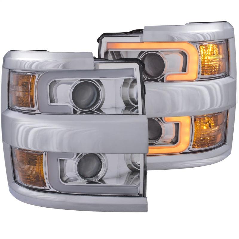 ANZO Projector Headlights 15-17 Chevrolet Silverado 2500HD / 3500HD Chrome w/ Chrome Rim | Too Fast Autoparts | Order Online | Canada & USA Shipping